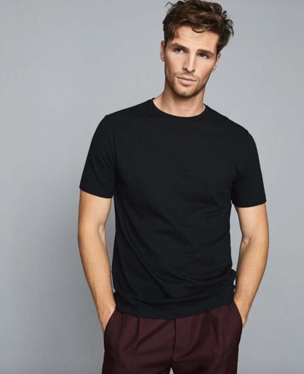 REISS Walbrook Textured Crew Neck T-shirt Size XS NEW $80 Dark Navy Blue